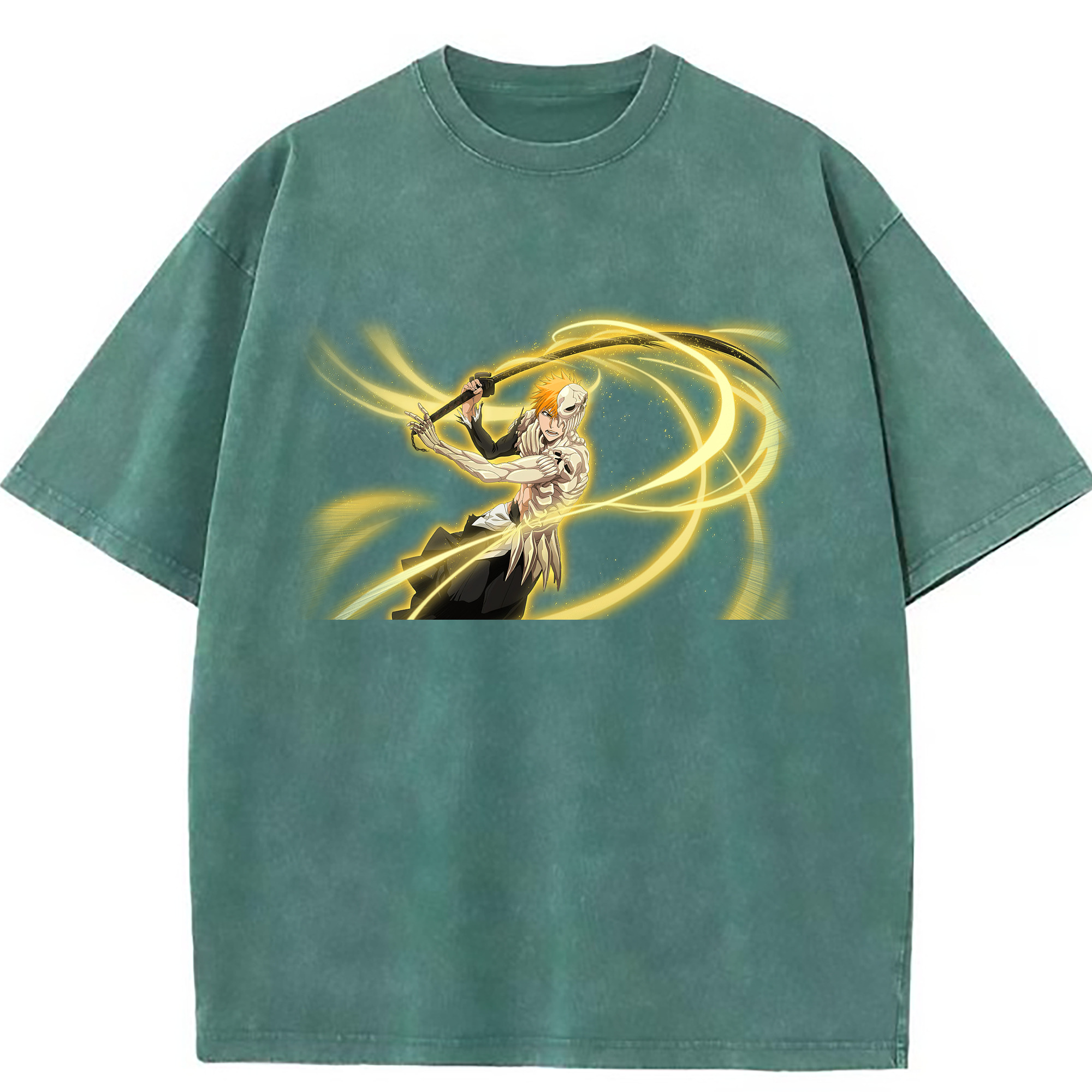 （画像用） ブリーチ 黒崎一護（くろさき いちご）BLEACH Kurosaki Ichigo 綿100% ヴィンテージ風 半袖Tシャツ（フロントプリント）